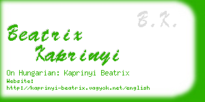 beatrix kaprinyi business card